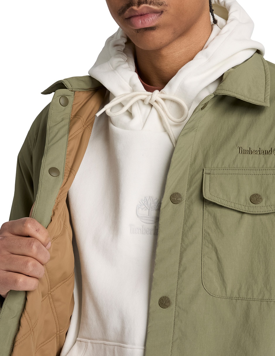 Chamarra casual Dwr Shacket con bolsillos para hombre