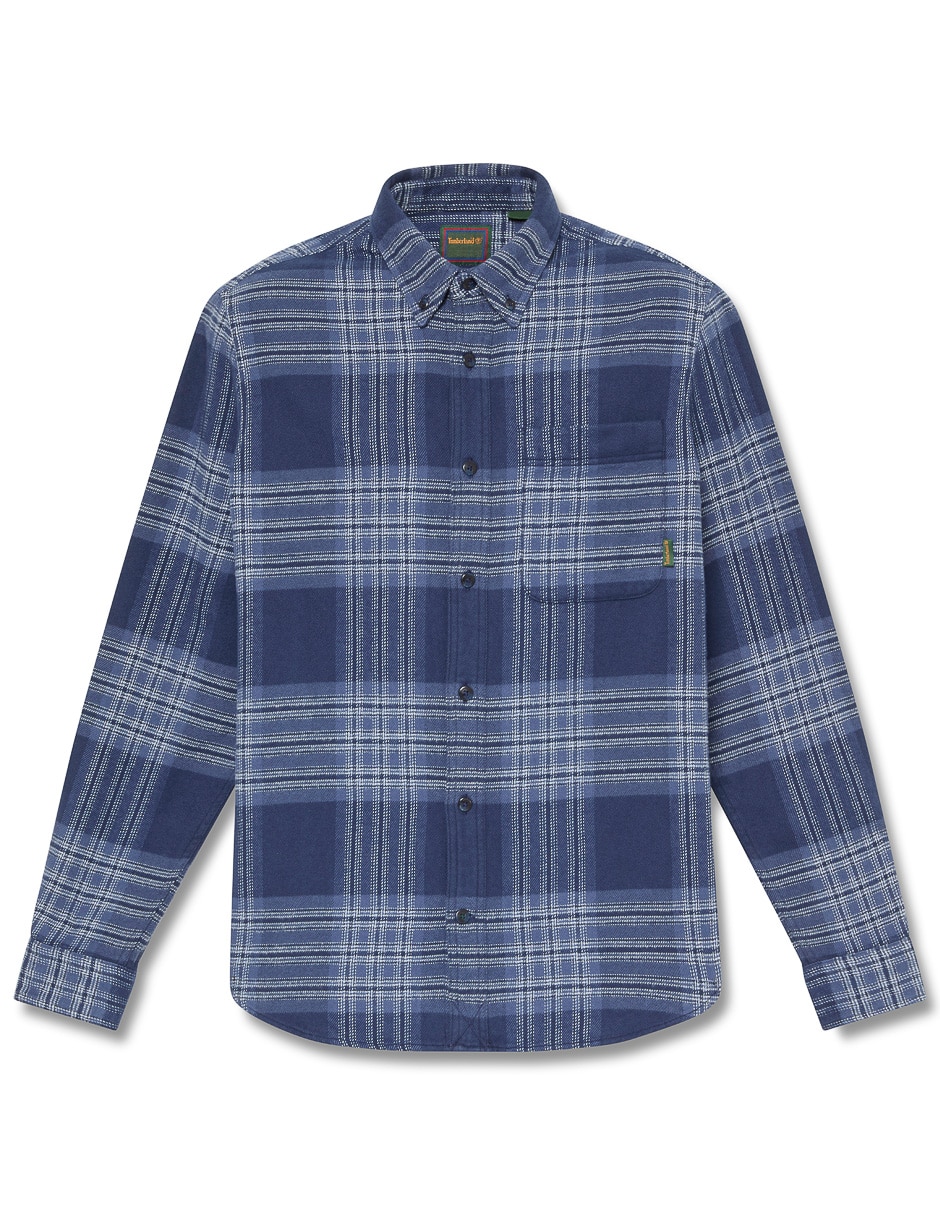 Sobrecamisa casual rows check shirt de algodón manga larga para hombre 2