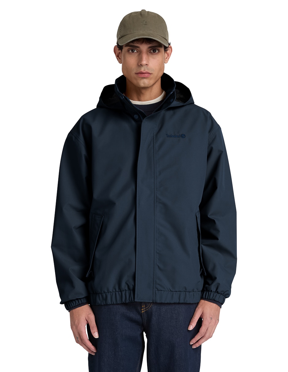 Chamarra bomber impermeable con capucha para hombre