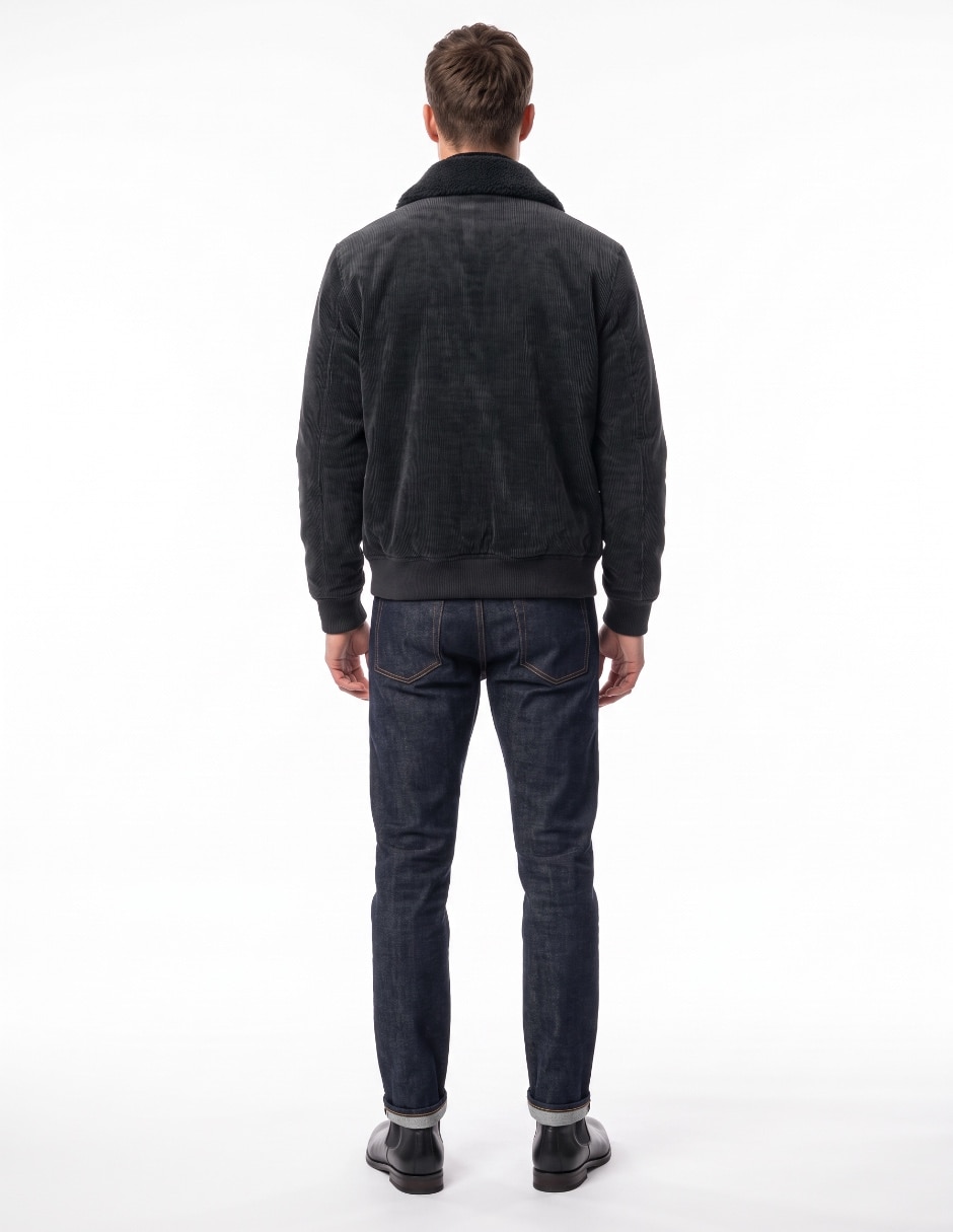 Chamarra casual cuello a contraste para hombre 2