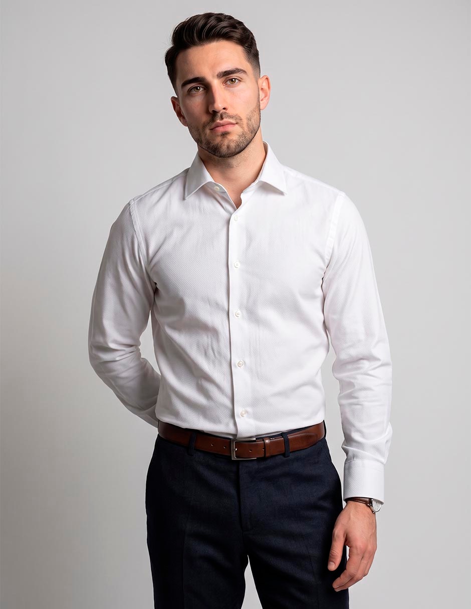 Camisa de vestir de algodón manga larga para hombre