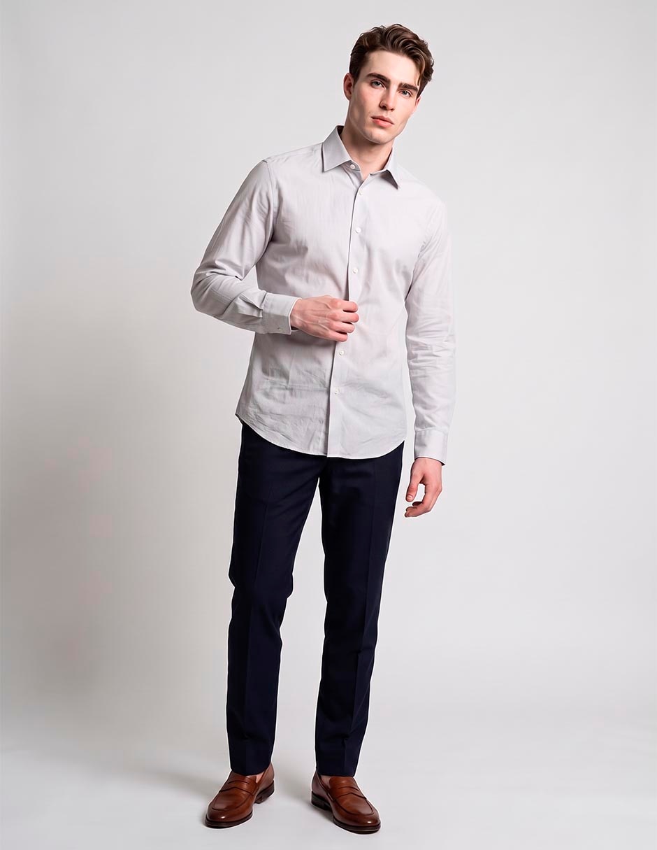 Camisa de vestir de algodón manga larga para hombre 1
