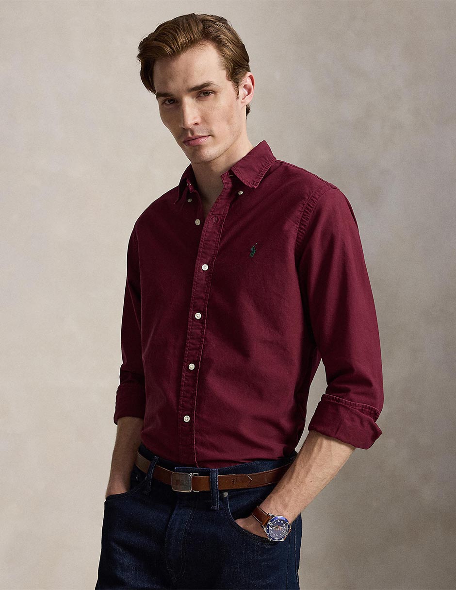 Camisa casual de algodón manga larga para hombre