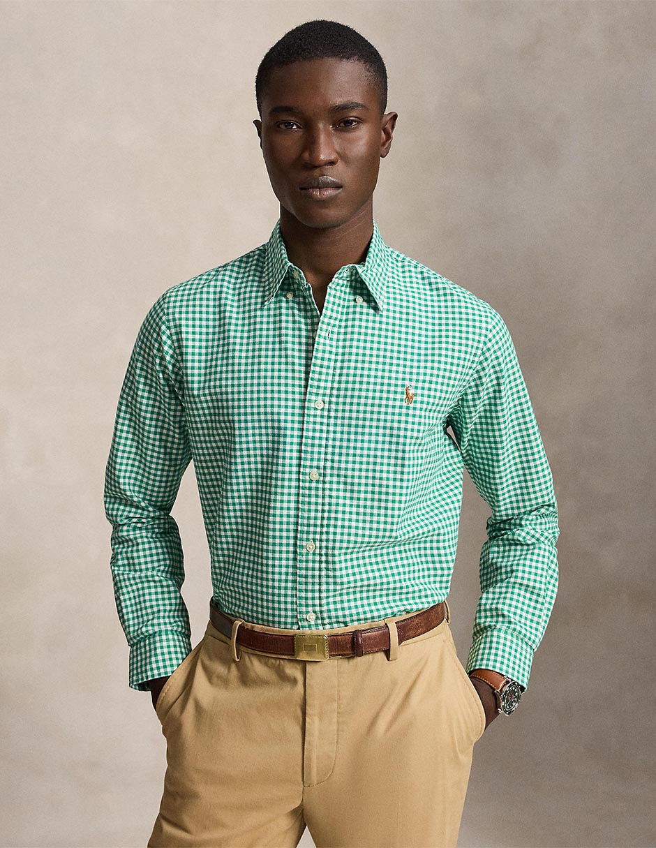Camisa casual de algodón manga larga para hombre