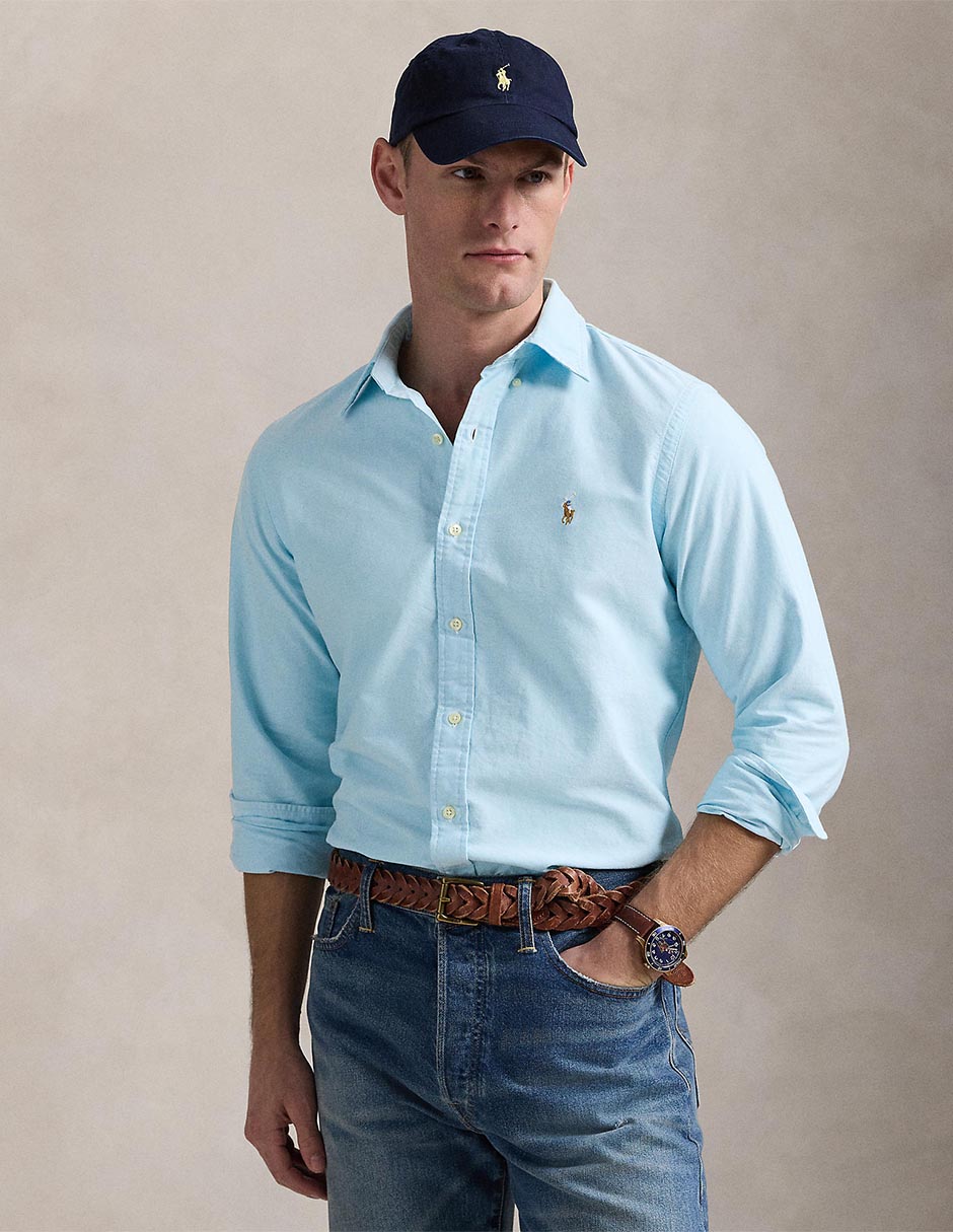 Camisa casual de algodón manga larga para hombre