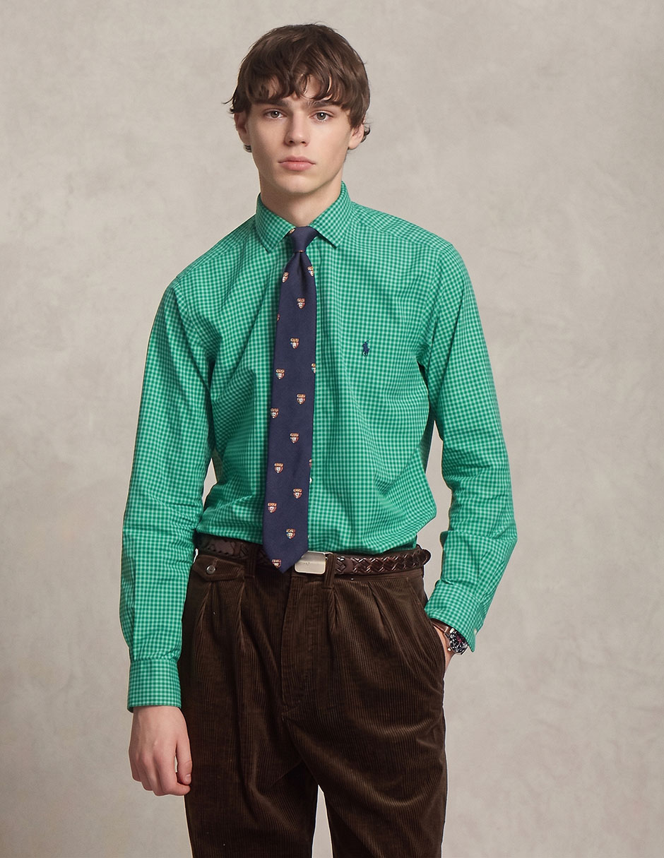 Camisa de vestir de algodón manga larga para hombre
