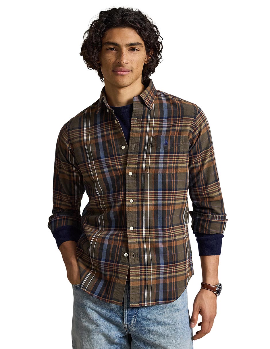 Camisa casual de algodón manga larga para hombre 5
