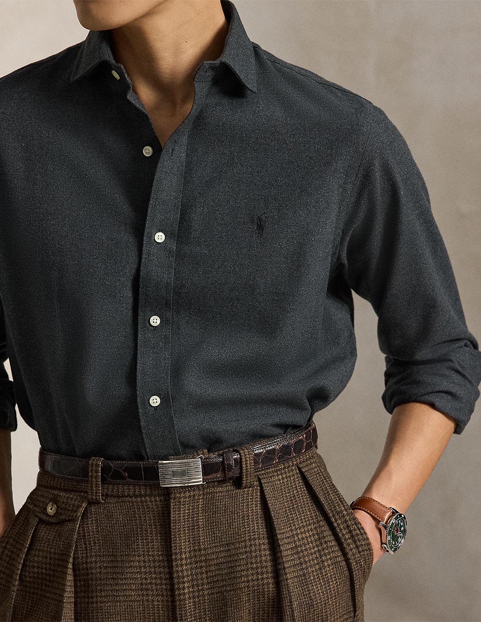 Camisa casual de algodón manga larga para hombre 4
