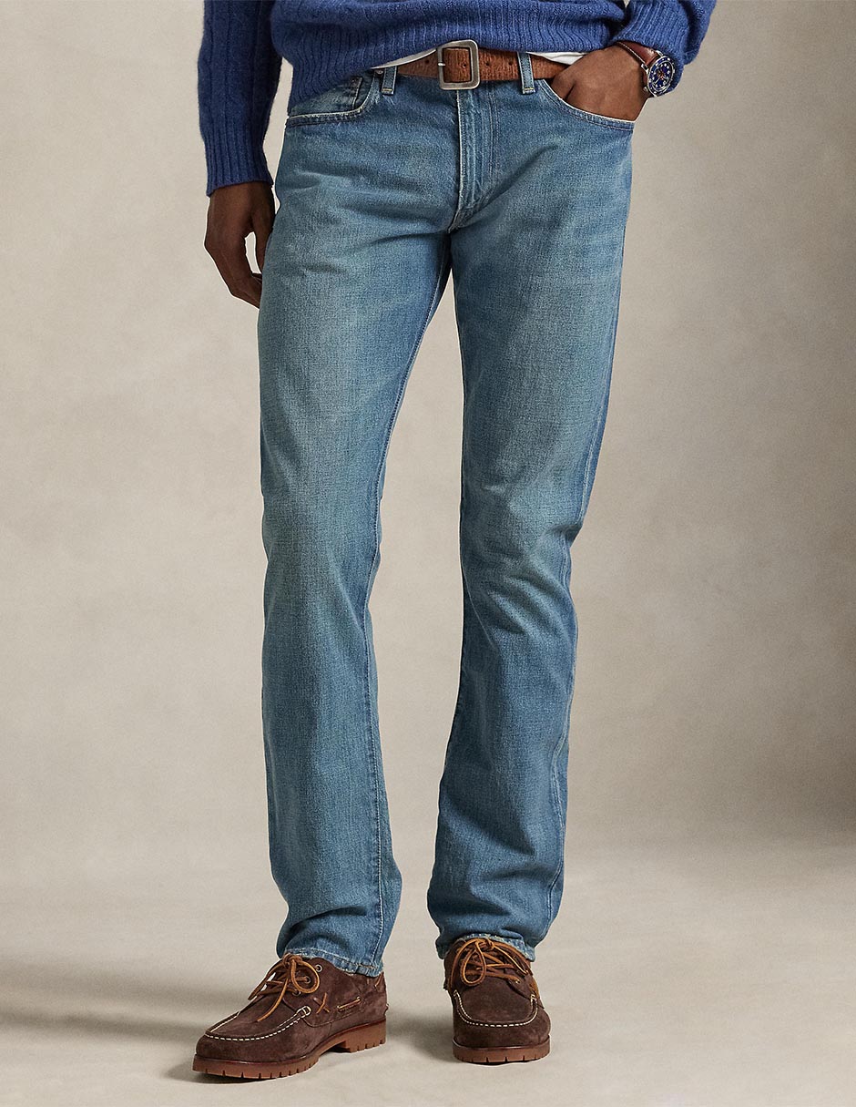 Jeans recto lavado desgastado para hombre Jeans recto lavado desgastado para hombre