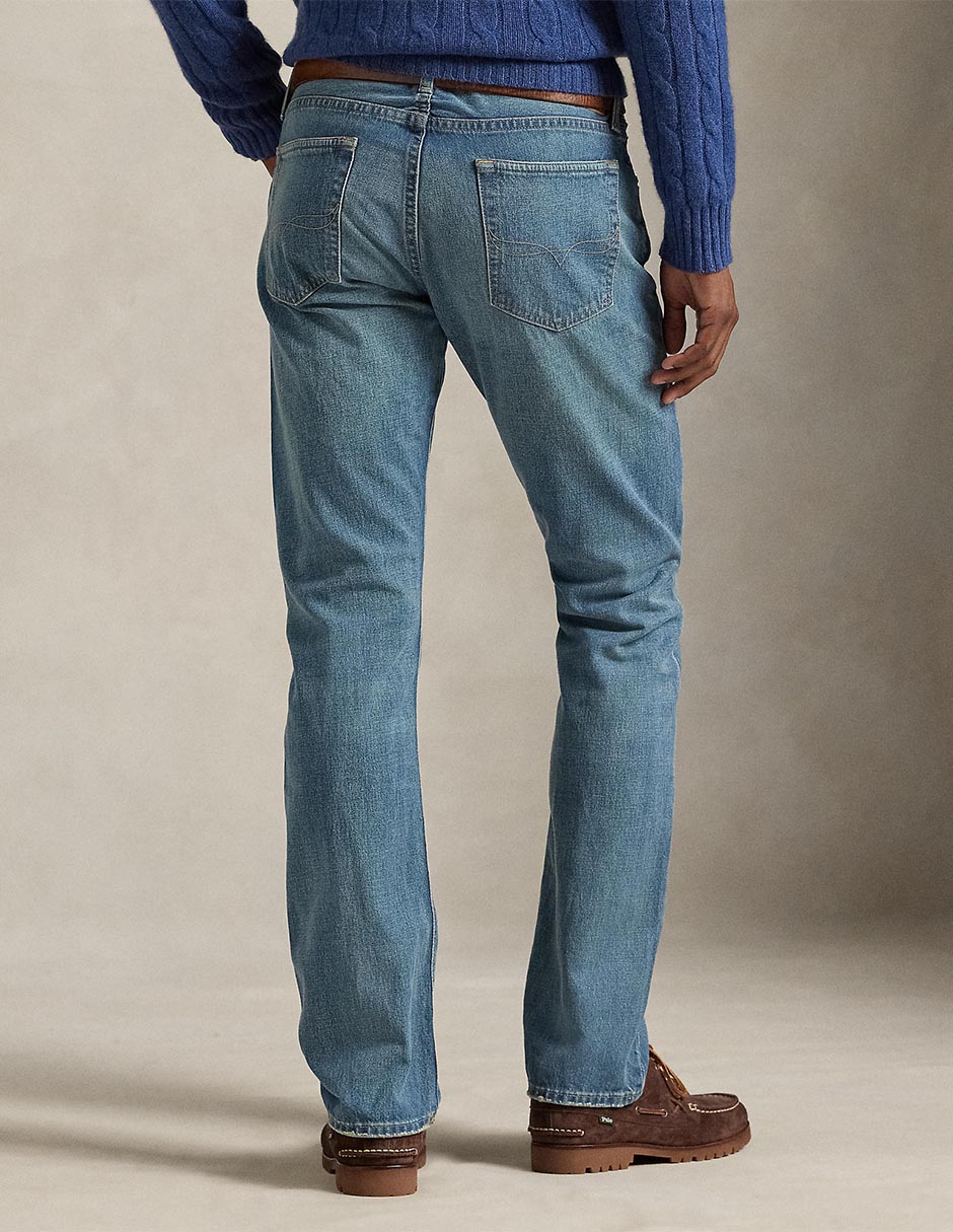 Jeans recto lavado desgastado para hombre 5
