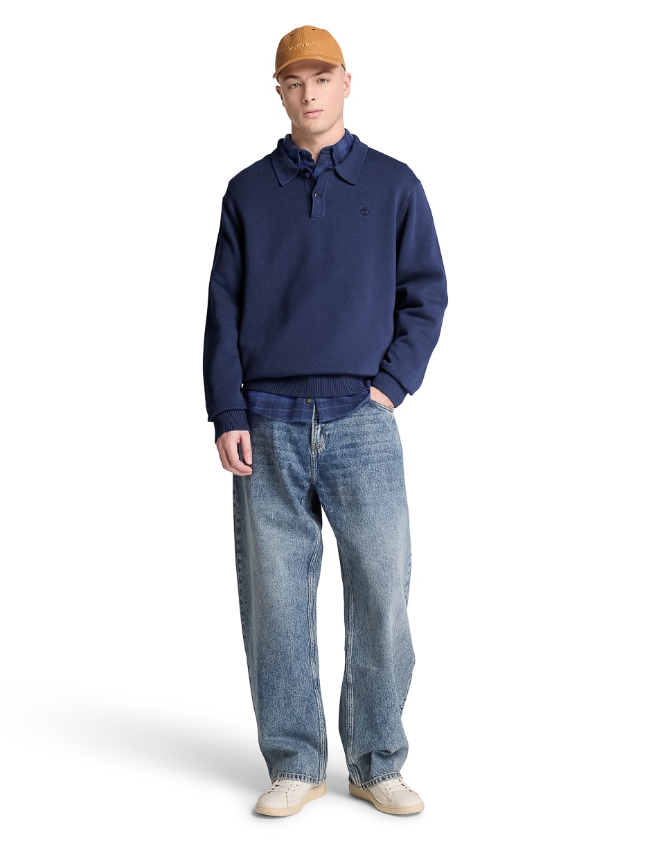 Suéter cuello con botón para hombre 4