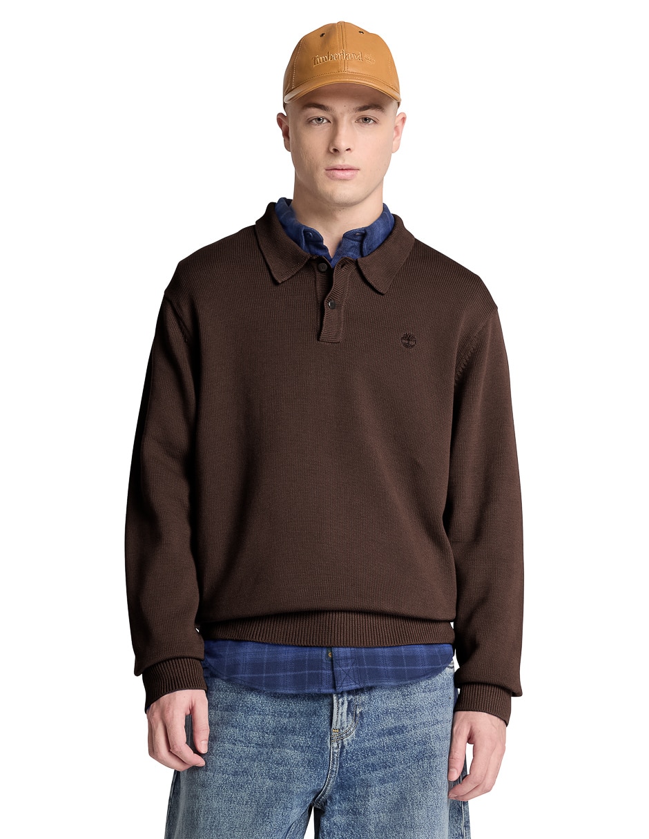 Suéter cuello con botón para hombre Suéter cuello con botón para hombre