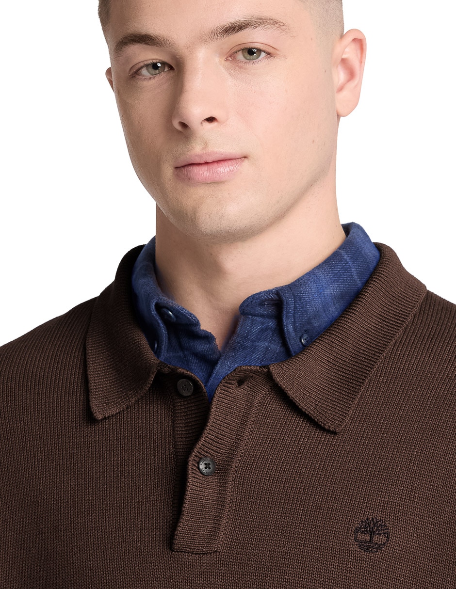 Suéter cuello con botón para hombre 3