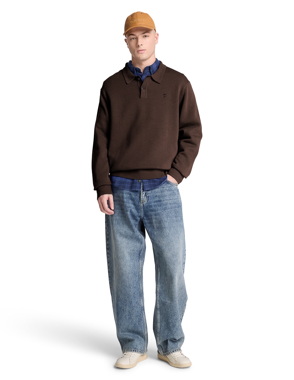 Suéter cuello con botón para hombre 2