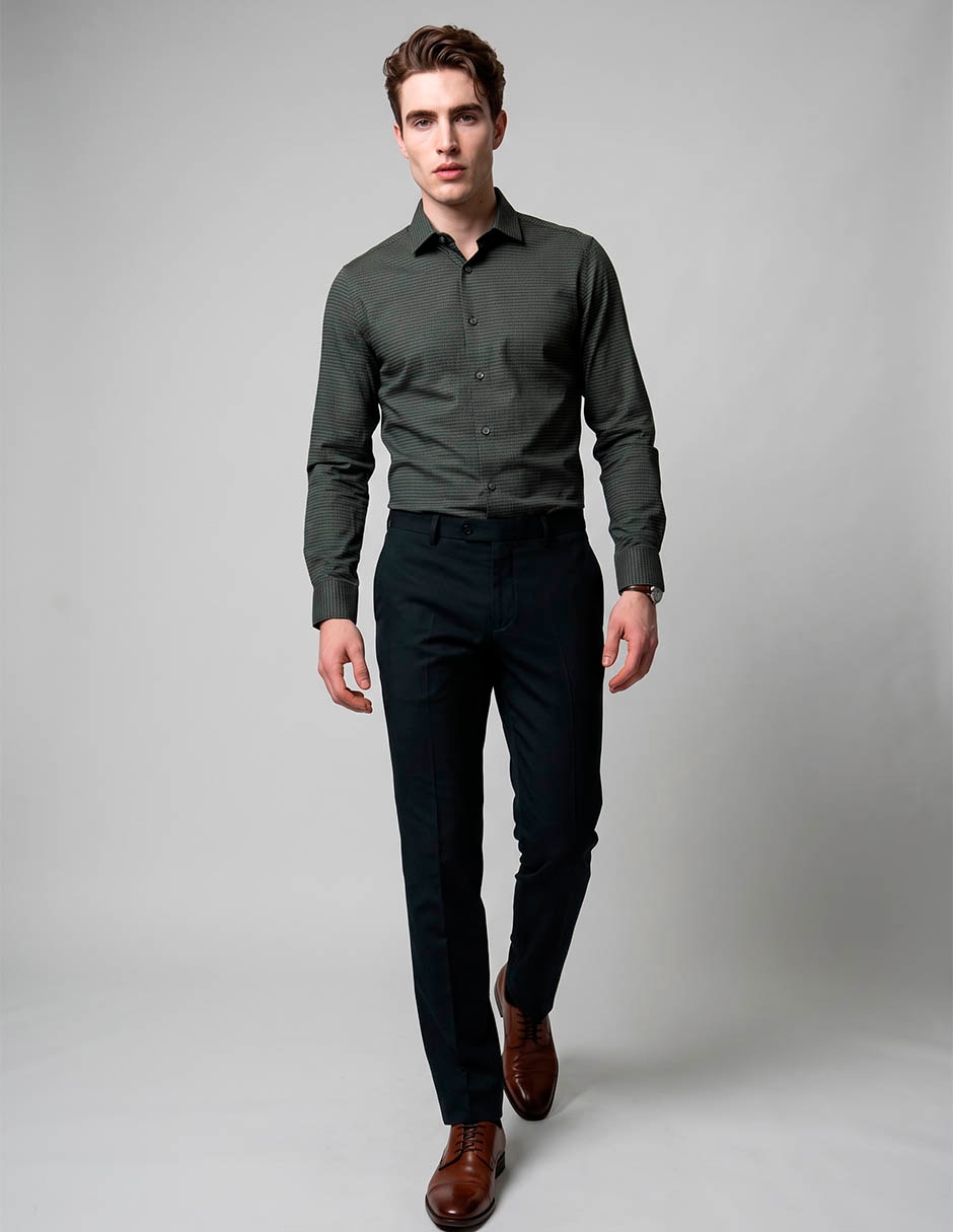 Camisa business casual perry ellis manga larga para hombre