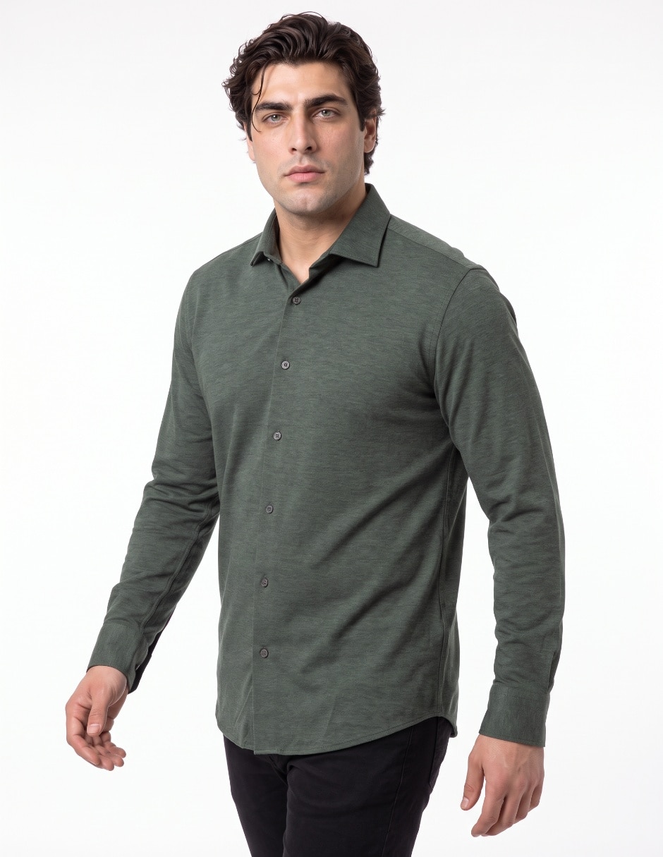Camisa casual de algodón manga larga para hombre Camisa casual de algodón manga larga para hombre
