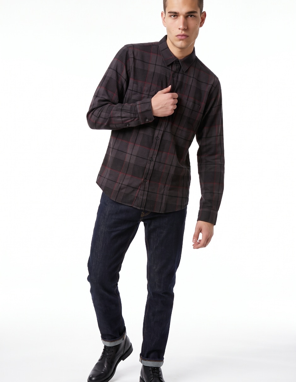 Camisa casual manga larga para hombre 3