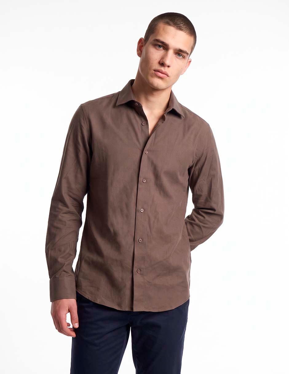 Camisa casual de algodón manga larga para hombre 1