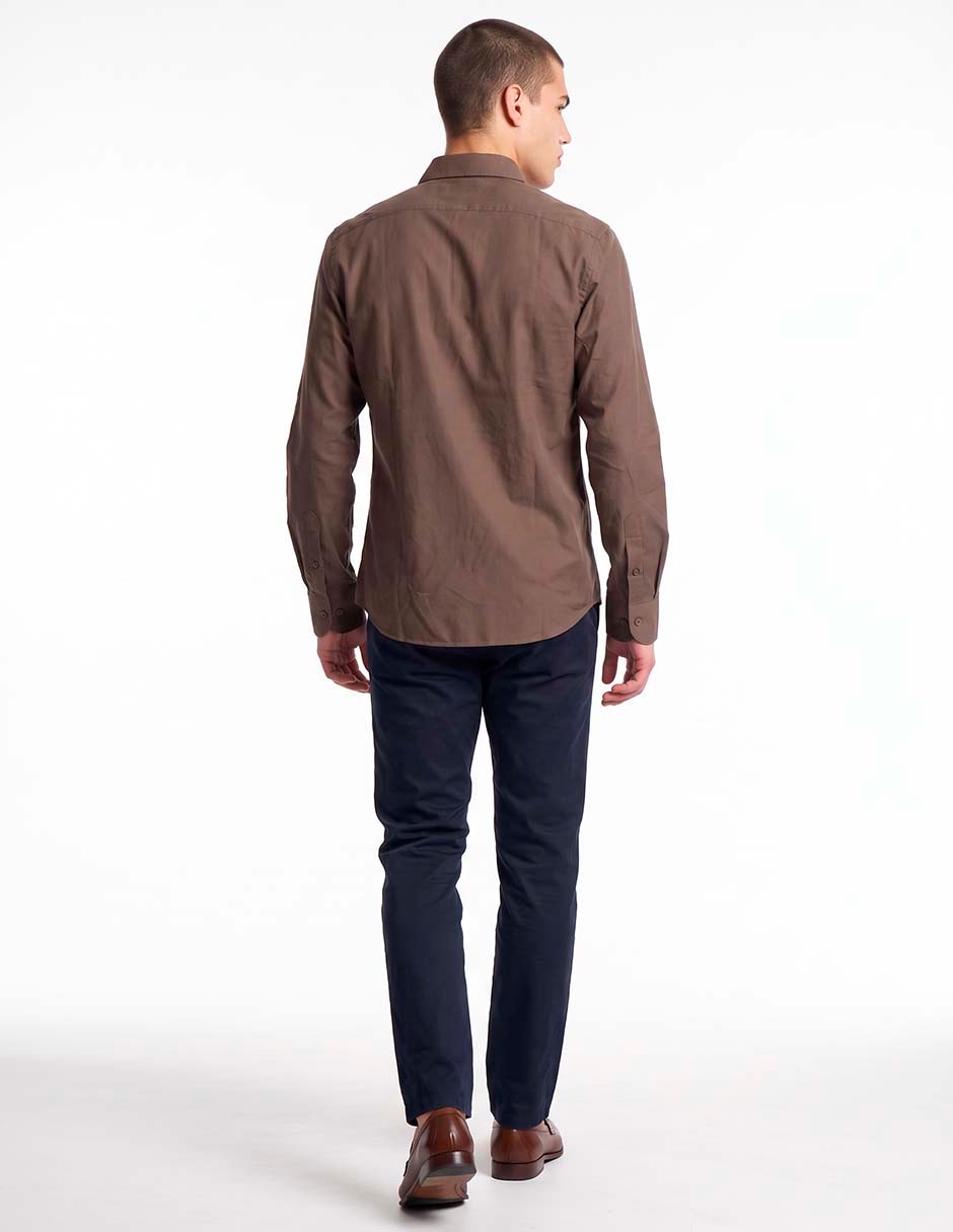 Camisa casual de algodón manga larga para hombre 4