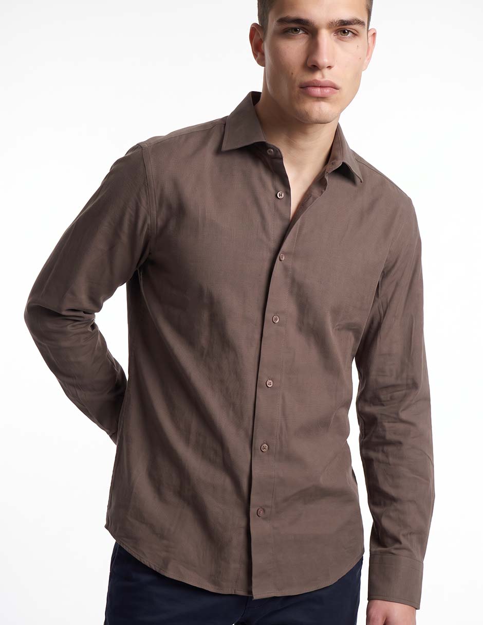 Camisa casual de algodón manga larga para hombre 2