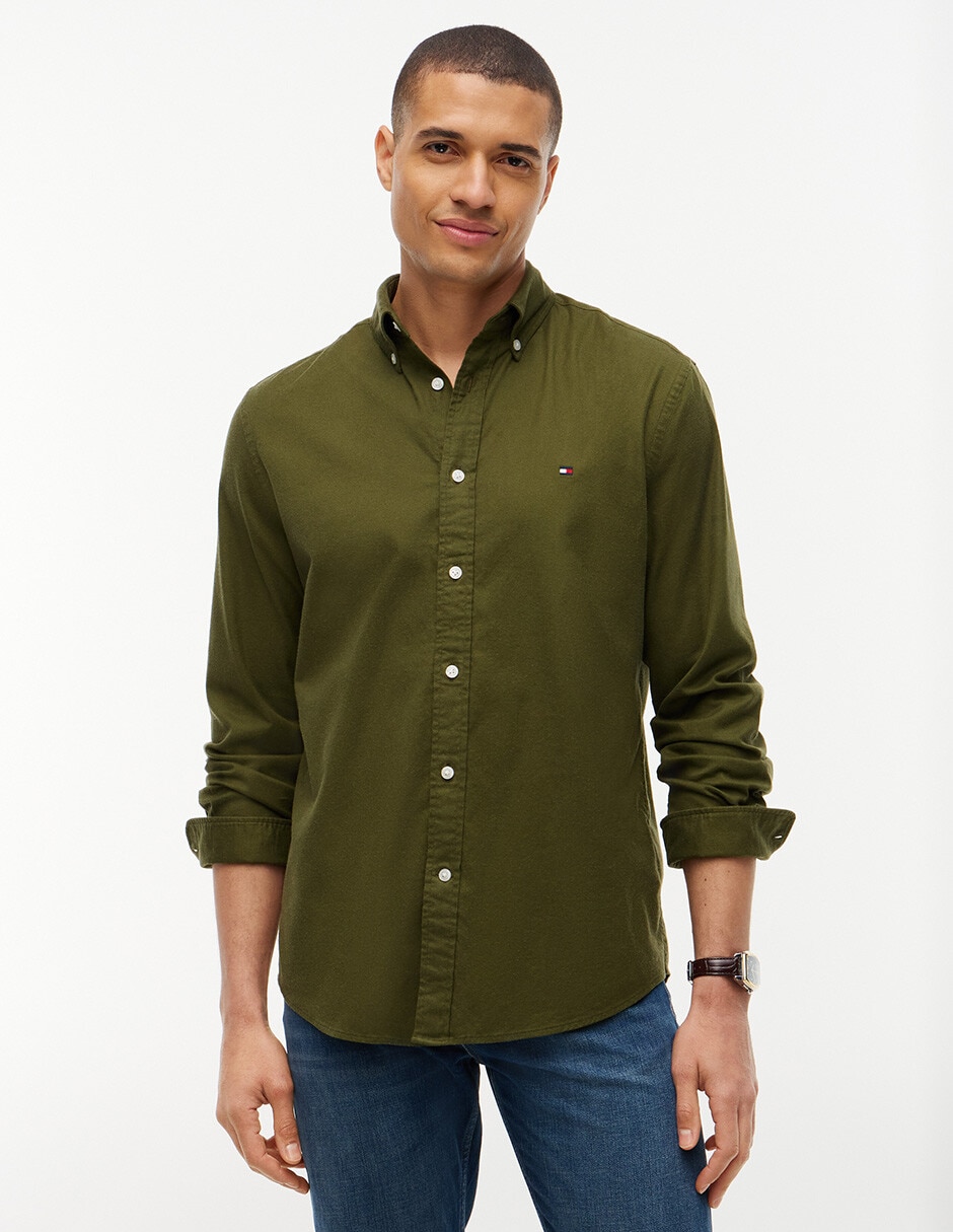 Camisa casual Hilfiger de algodón manga larga para hombre Camisa casual Hilfiger de algodón manga larga para hombre