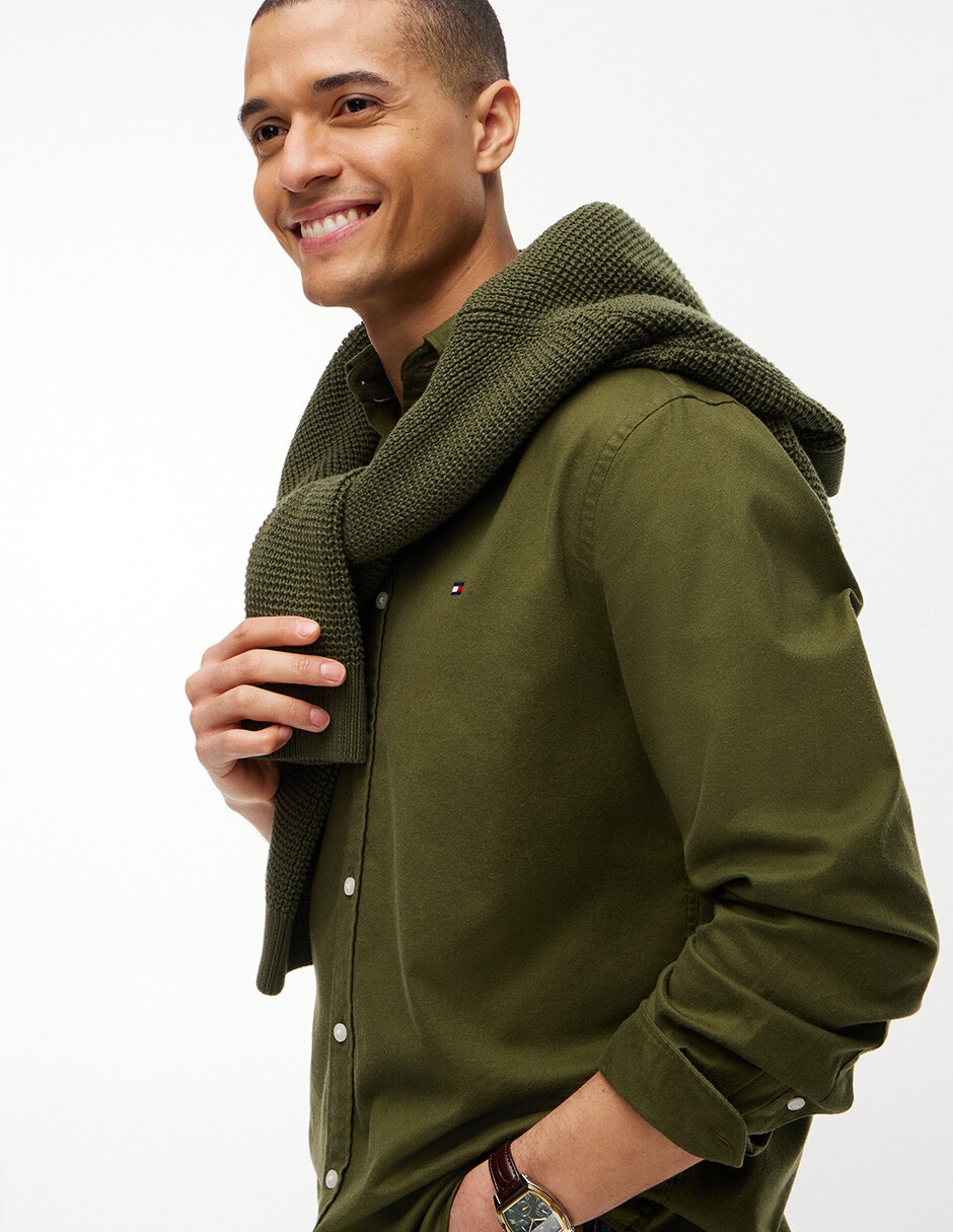 Camisa casual Hilfiger de algodón manga larga para hombre 5