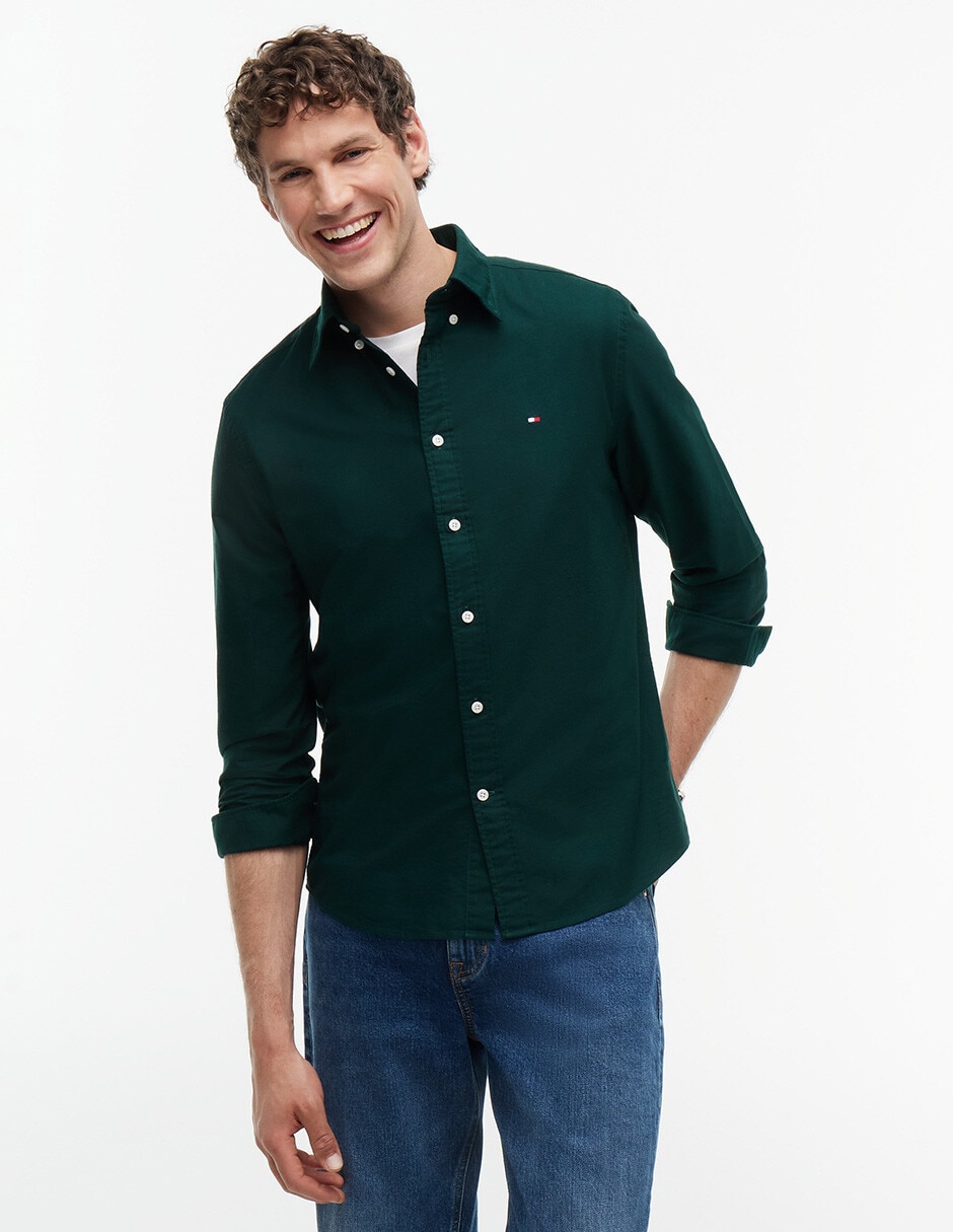 Camisa casual de algodón manga larga para hombre