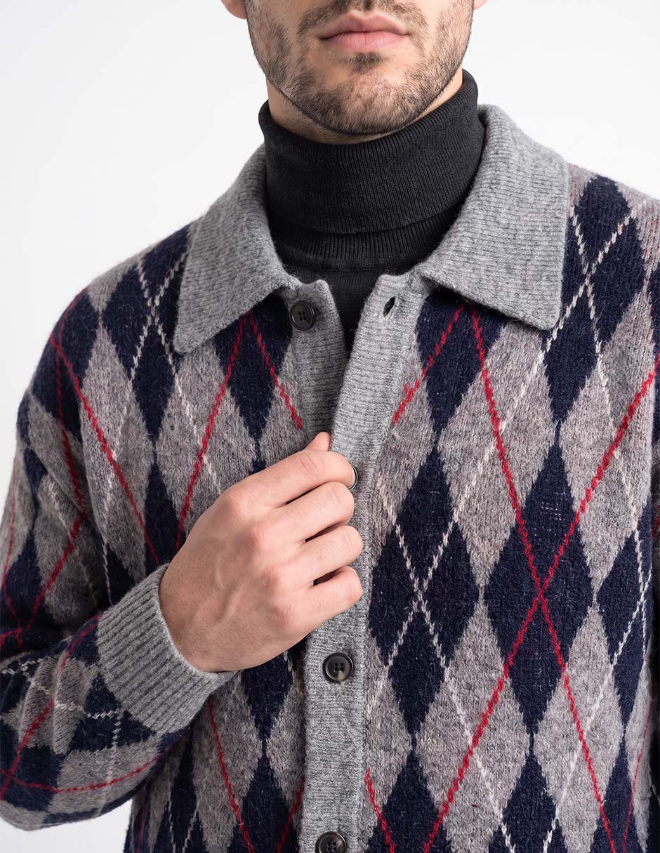 Suéter cuello camisero para hombre 2