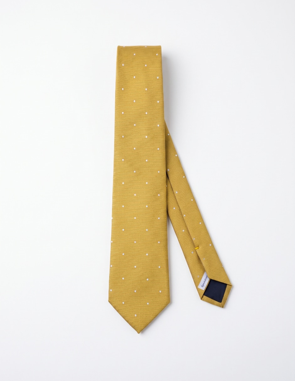 Corbata regular (6-8.5 Cm) de seda estampado lunares para hombre