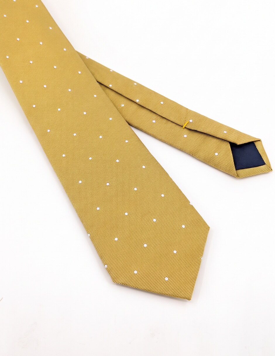 Corbata regular (6-8.5 Cm) de seda estampado lunares para hombre 3