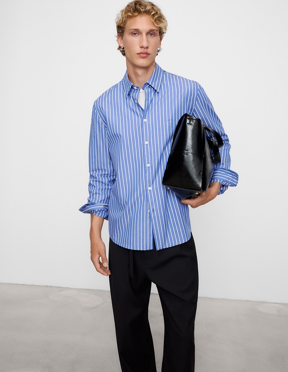 Camisa casual de algodón manga larga para hombre