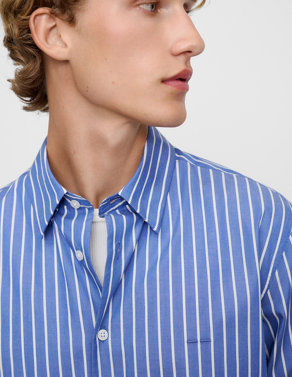 Camisa casual de algodón manga larga para hombre 6