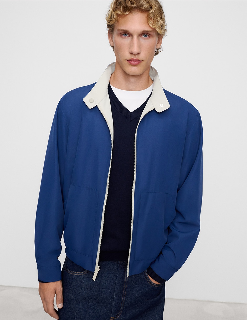 Chamarra Harrington con cortes para hombre Chamarra Harrington con cortes para hombre