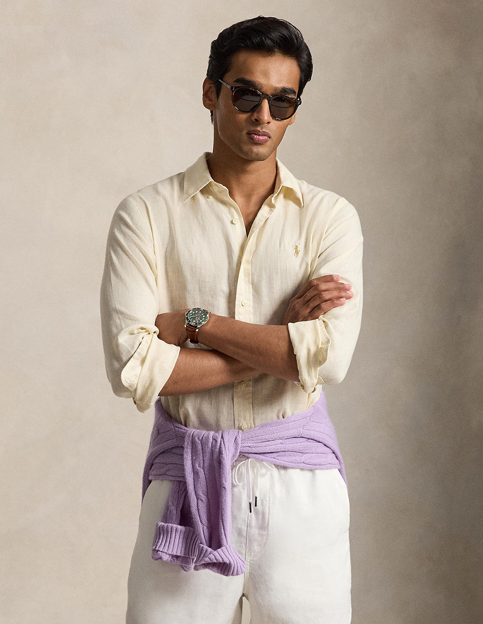 Camisa casual de algodón manga larga para hombre