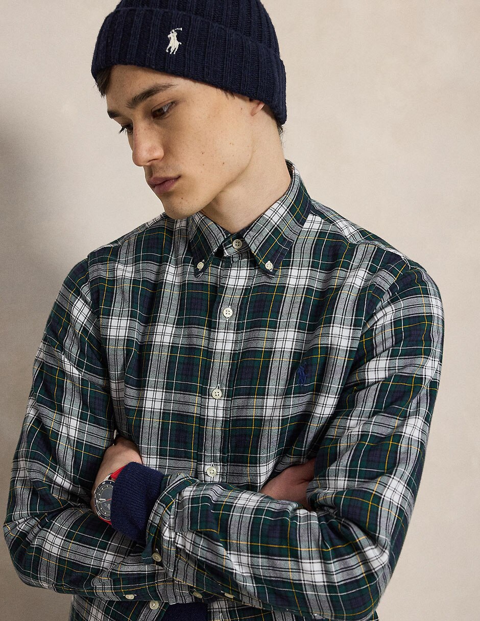 Camisa casual de algodón manga larga para hombre 4