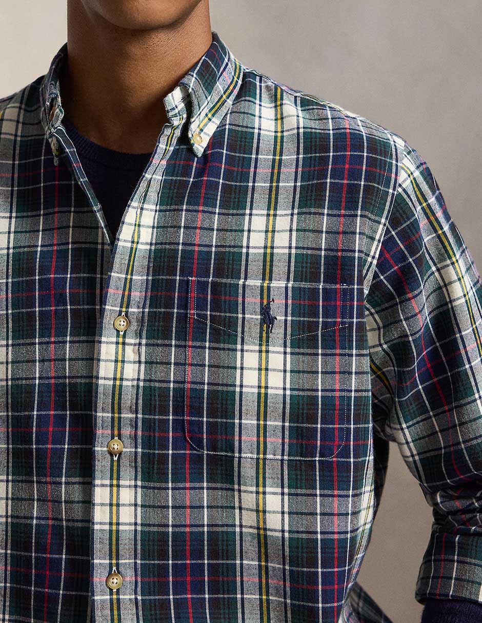 Camisa casual de algodón manga larga para hombre