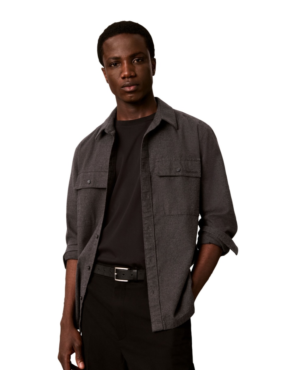 Sobrecamisa casual flannel shirting de algodón manga larga para hombre