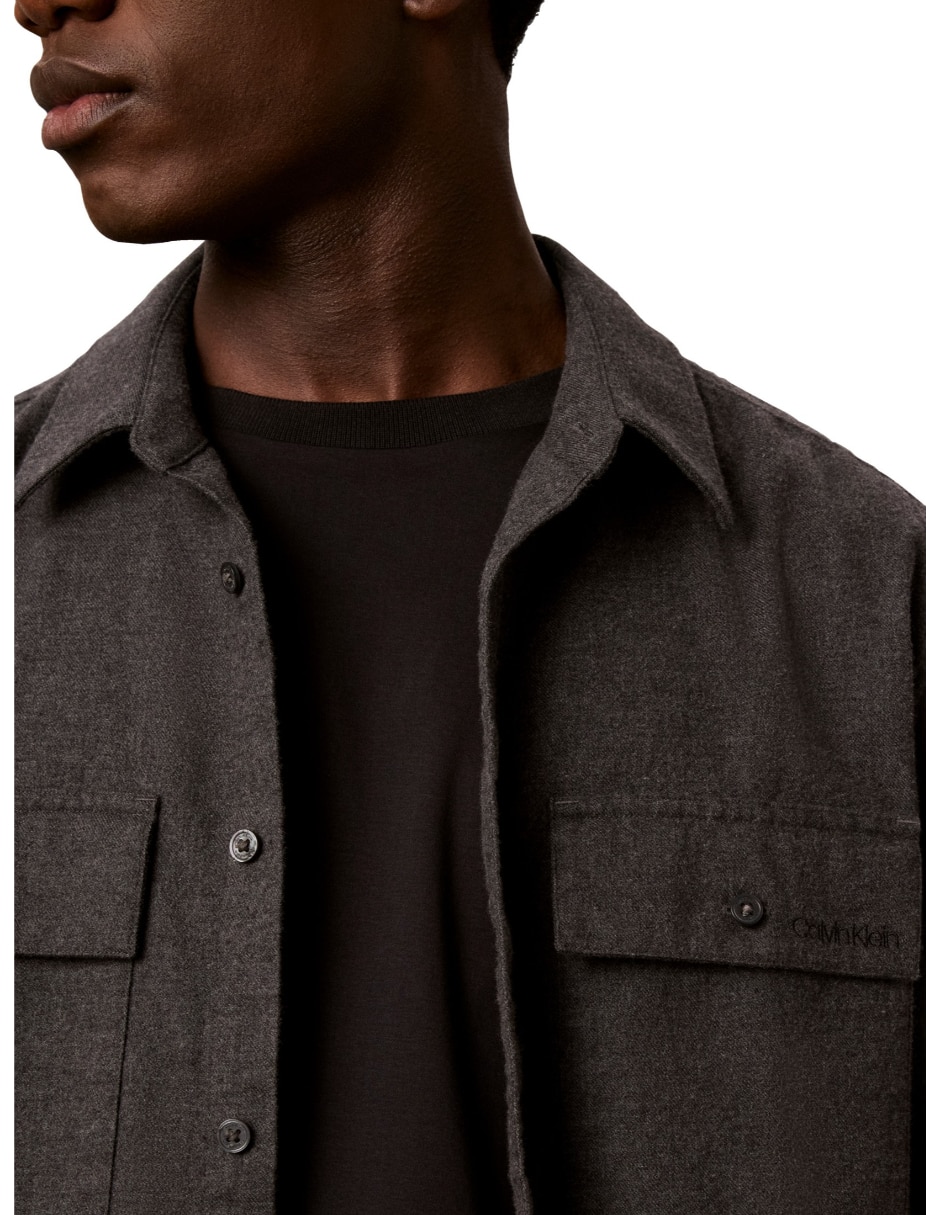 Sobrecamisa casual flannel shirting de algodón manga larga para hombre 3