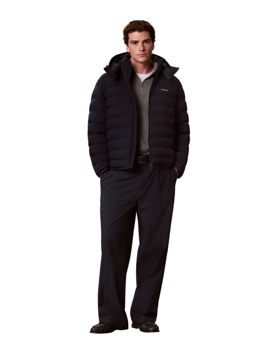Chamarra capitonada puffers impermeable con capucha para hombre 4
