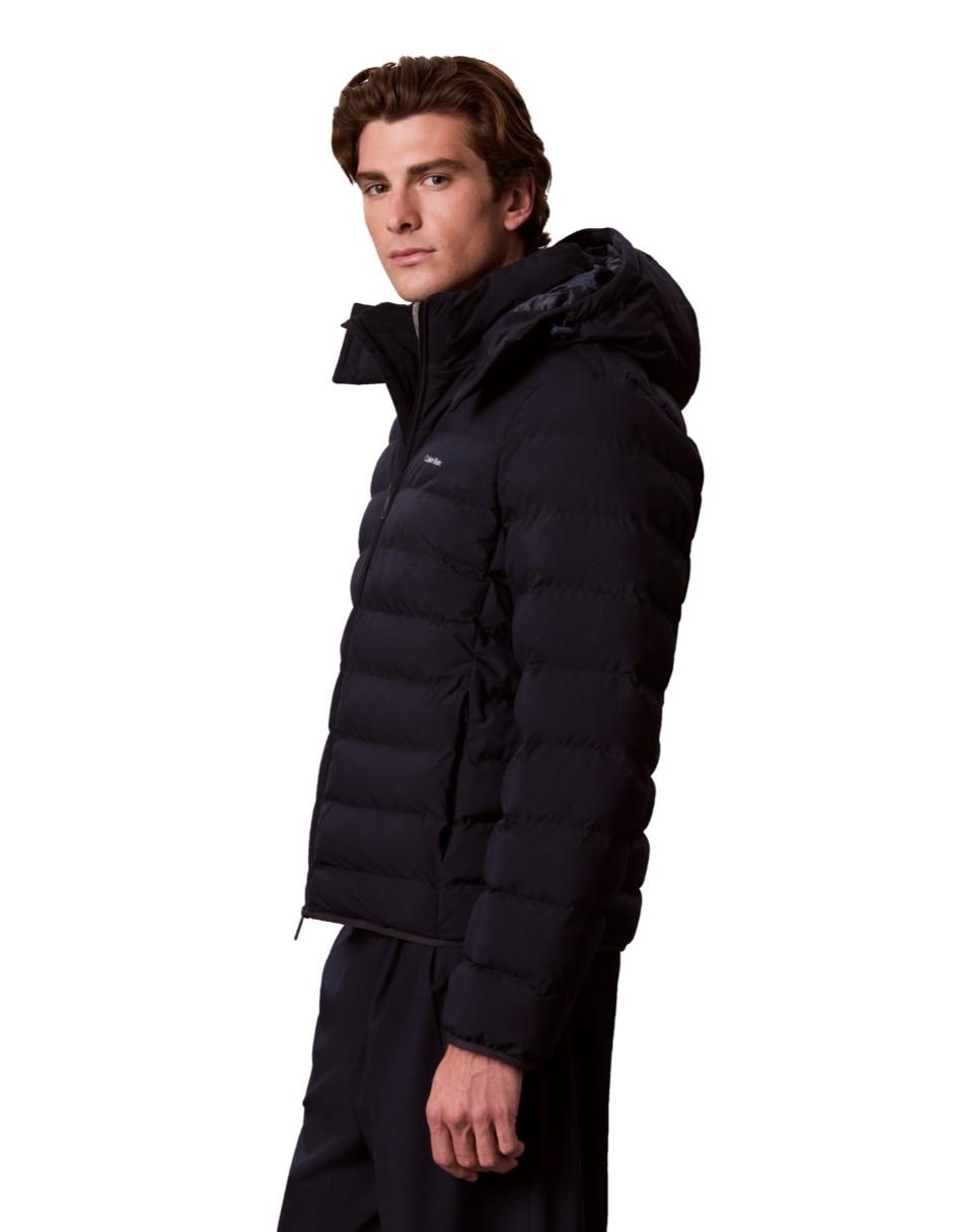 Chamarra capitonada puffers impermeable con capucha para hombre 2