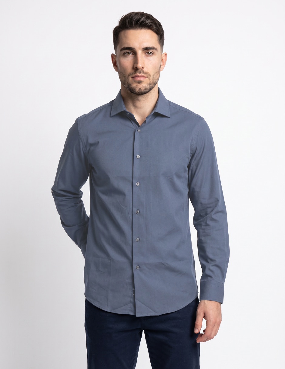 Camisa casual de algodón manga larga para hombre