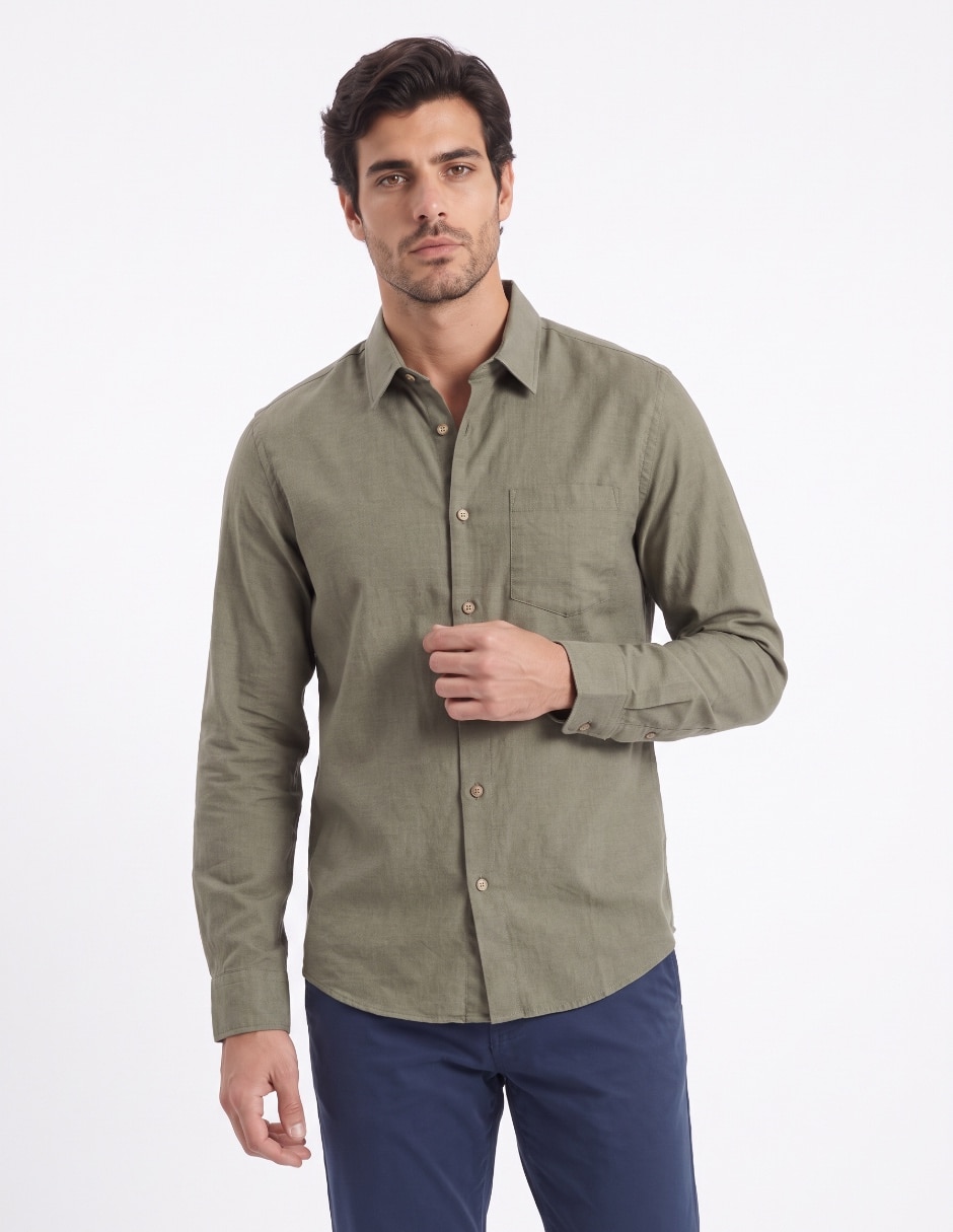 Camisa de vestir de algodón manga larga para hombre Camisa de vestir de algodón manga larga para hombre