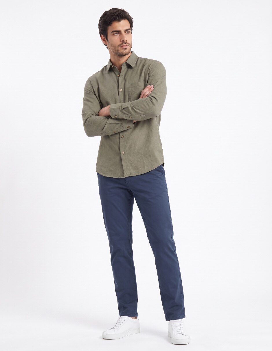 Camisa de vestir de algodón manga larga para hombre 3
