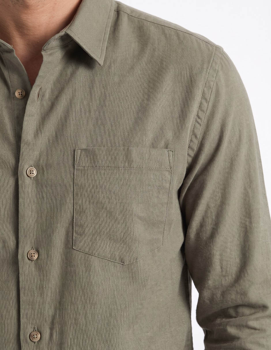 Camisa de vestir de algodón manga larga para hombre 4
