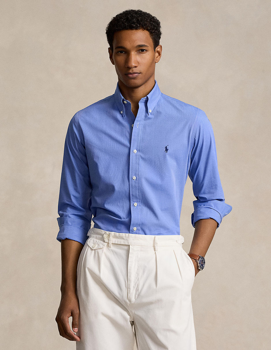 Camisa formal de algodón manga larga para hombre