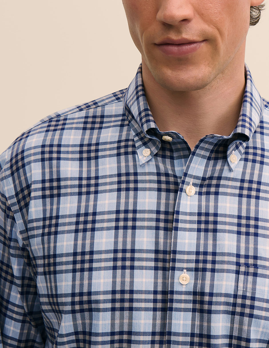 Camisa casual de algodón manga 3/4 para hombre