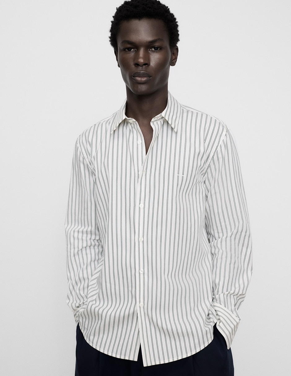Camisa casual de algodón manga larga para hombre Camisa casual de algodón manga larga para hombre