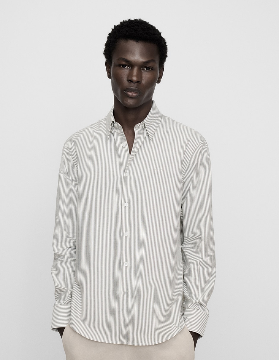 Camisa casual de algodón manga larga para hombre Camisa casual de algodón manga larga para hombre