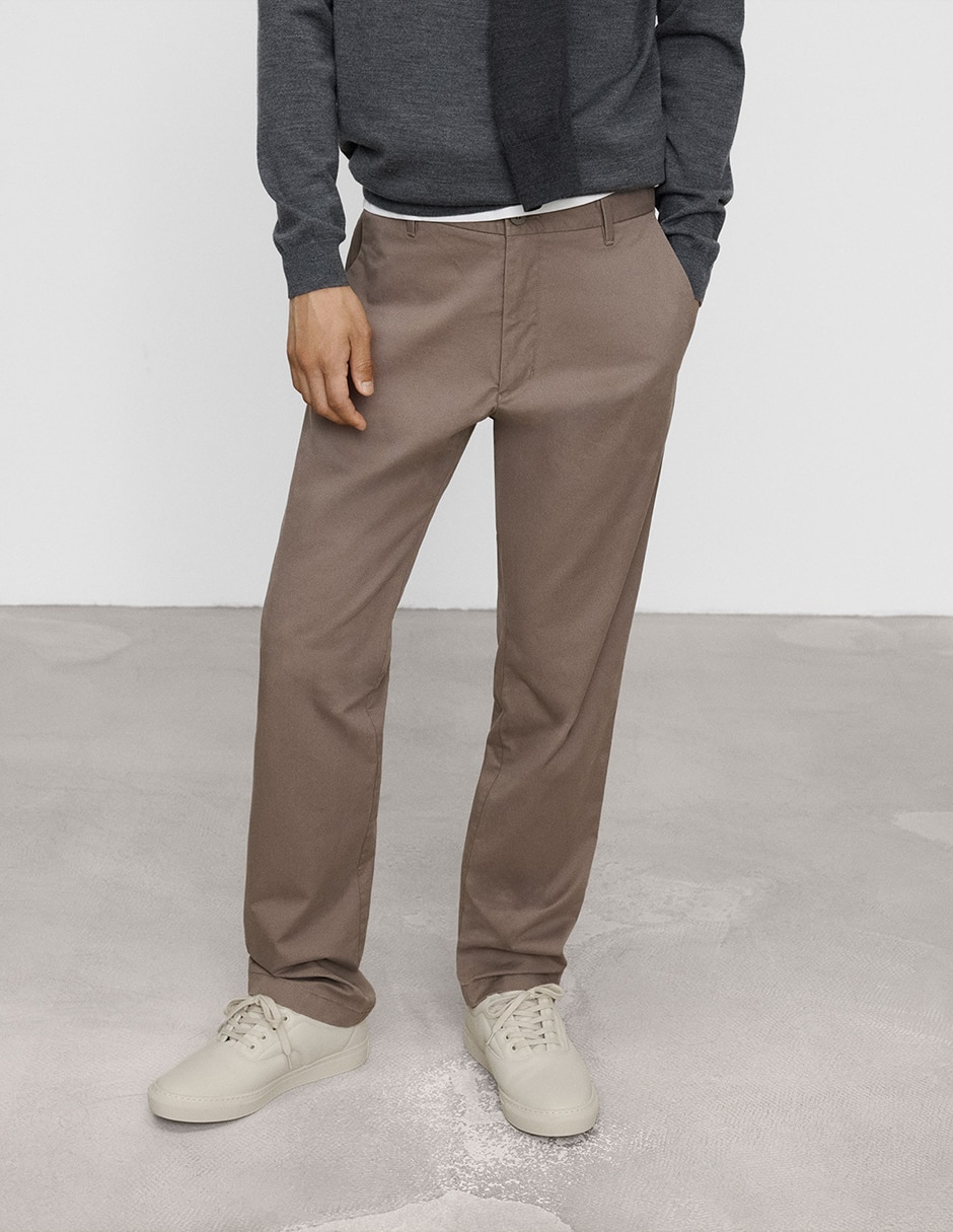 Pantalón chino regular de algodón para hombre Pantalón chino regular de algodón para hombre