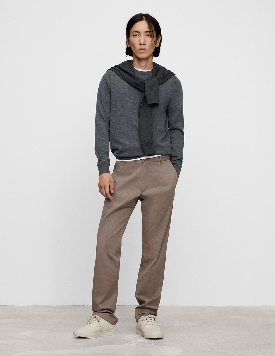 Pantalón chino regular de algodón para hombre 6
